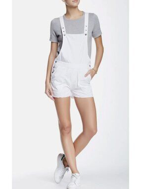 ETIENNE MARCEL White Denim Shortalls Overalls XS Boho Preppy Summer Minimal